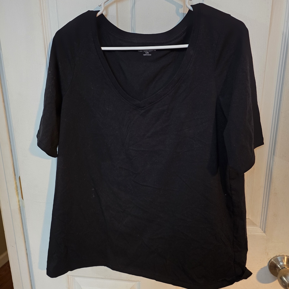 Lane Bryant Classic Black V-Neck Tee